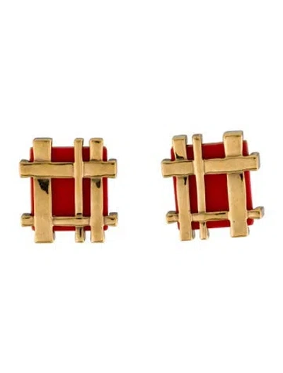 Pre-owned Tory Burch Resin Clip-on Earrings In Multi