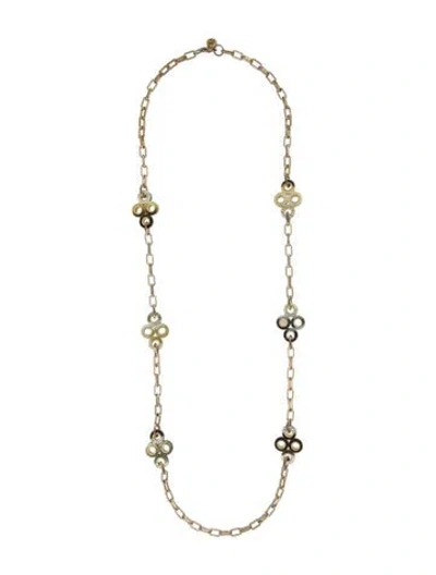 Pre-owned Tory Burch Resin Clover Station Necklace, 40" In Multi