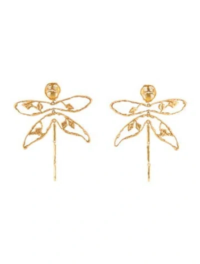 Pre-owned Tory Burch Resin Dragonfly Drop Earrings In Multicolor