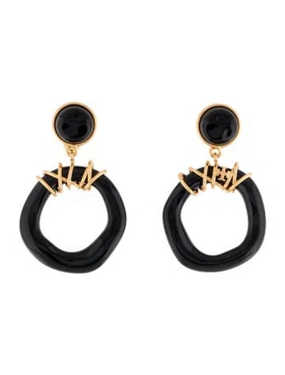 Pre-owned Tory Burch Resin Drop Clip-on Earrings In Multi