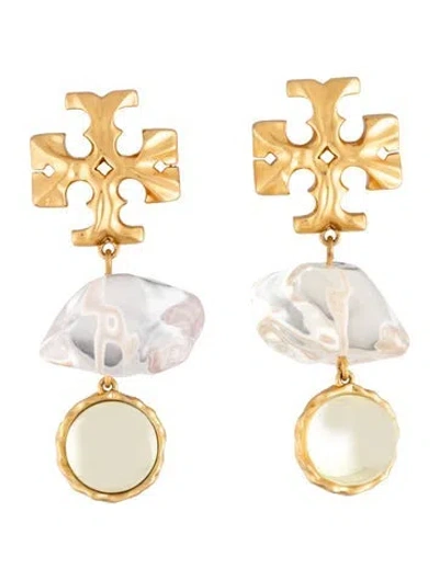 Pre-owned Tory Burch Resin Drop Clip-on Earrings In Multi
