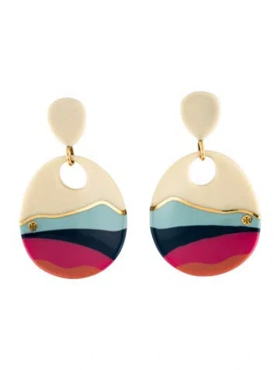 Pre-owned Tory Burch Resin Drop Earring In Multi