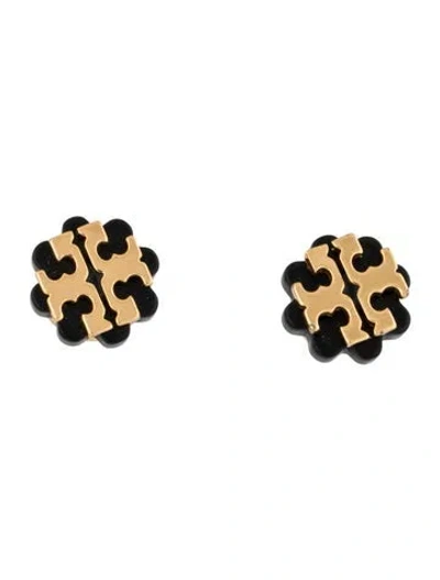 Pre-owned Tory Burch Resin Flower Logo Stud Earrings In Multi