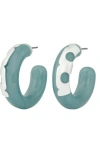 Tory Burch Resin Hoop Earrings In Light Silver / Swirl Blue