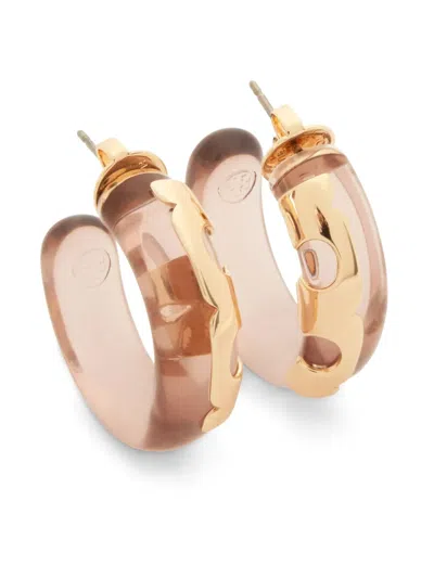 Tory Burch Resin Hoop Earrings In Pink
