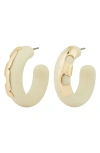 Tory Burch Resin Hoop Earrings In Tory Gold / Cream