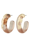 Tory Burch Resin Hoop Earrings In Gold