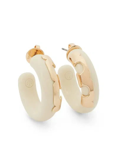 Tory Burch Resin Hoop Earrings In White
