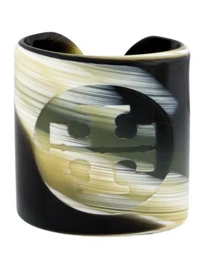 Pre-owned Tory Burch Resin Logo Cuff Bracelet, 5.25" In Multi