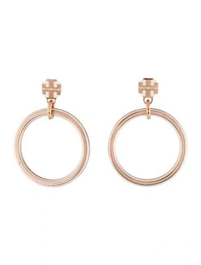 Pre-owned Tory Burch Resin Logo Drop Earrings In Multicolor