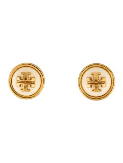 Pre-owned Tory Burch Resin Logo Stud Earrings In Multi