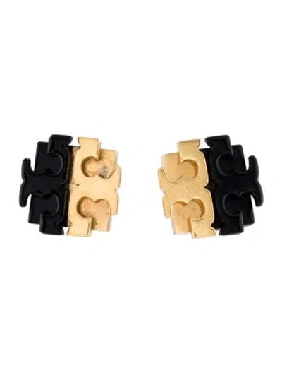 Pre-owned Tory Burch Resin Logo Stud Earrings In Multi