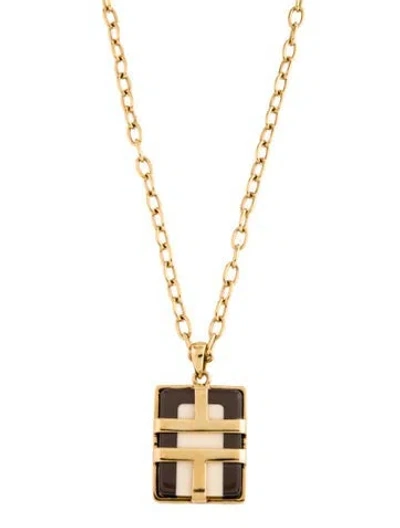 Pre-owned Tory Burch Resin Pendant Necklace, 30.25" In Multicolor