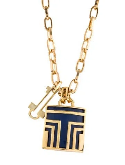 Pre-owned Tory Burch Resin Pendant Necklace, 33" In Multi