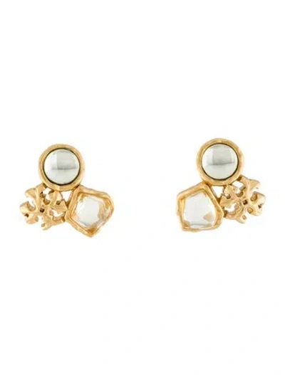 Pre-owned Tory Burch Resin Roxanne Cluster Stud Earrings In Multi