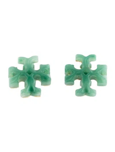 Pre-owned Tory Burch Resin Roxanne Stud Earrings In Green