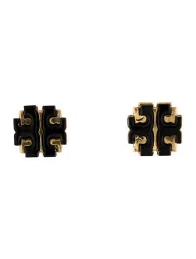 Pre-owned Tory Burch Resin Tt Stud Earrings In Multi