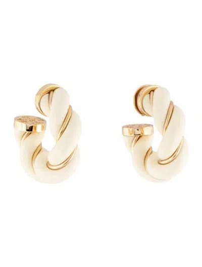 Pre-owned Tory Burch Resin Twisted Hoop Earrings In Multicolor