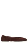 Tory Burch Suede Ballet Flats With Logo Embellishment In Brown