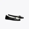 Tory Burch Reva Logo-plaque Leather Ballet Flats In Black