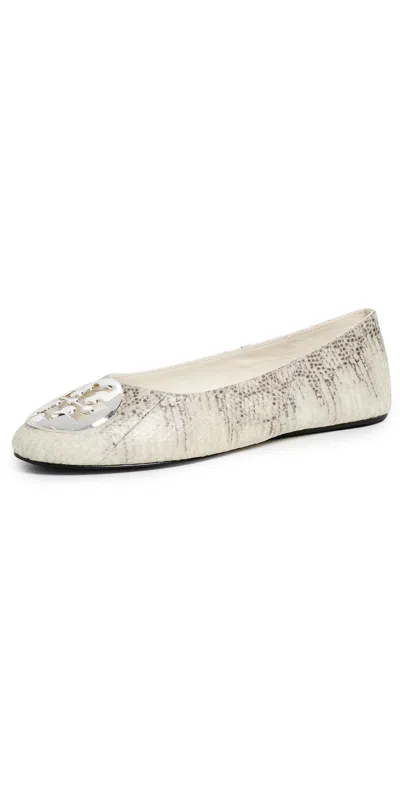 Tory Burch Reva Ballet Flats Lizard Snakeskin/silver In Multi