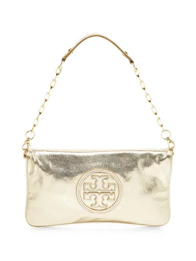 Pre-owned Tory Burch Reva Chain Clutch Bag In Gold