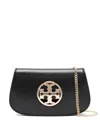 Tory Burch Black Leather Reva Clutch With Chain Strap In Black