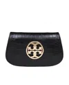 Tory Burch Reva Crocodile-effect Crossbody Bag In Black