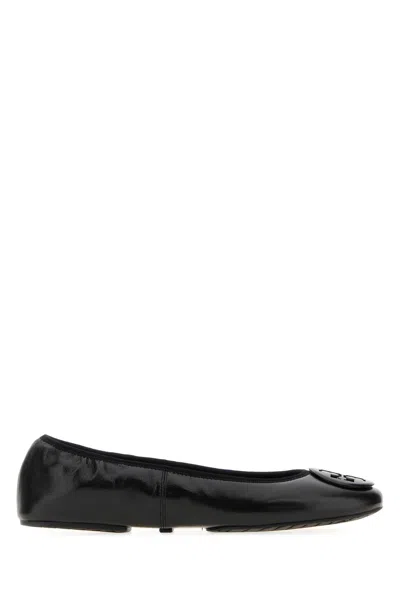 Tory Burch Reva Leather Ballerinas In Black