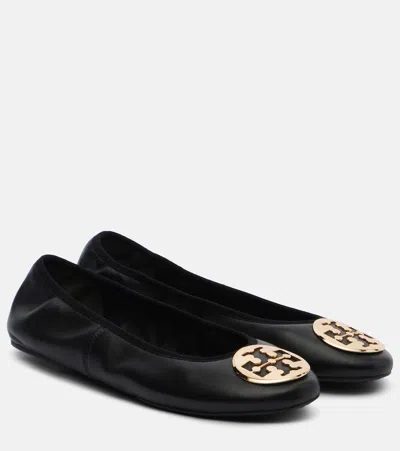 Tory Burch Reva Leather Ballet Flats In Black