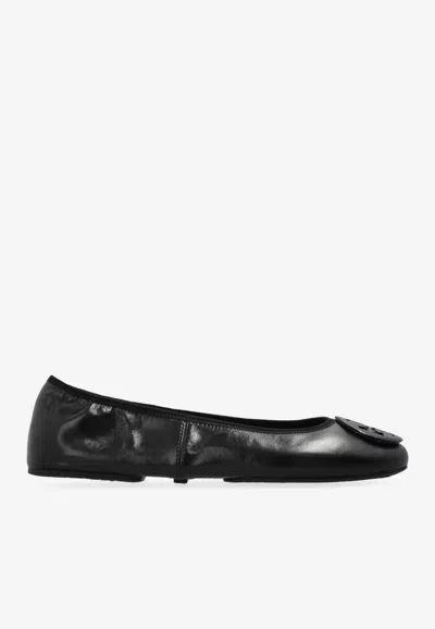 Tory Burch Reva Leather Ballet Flats In Black