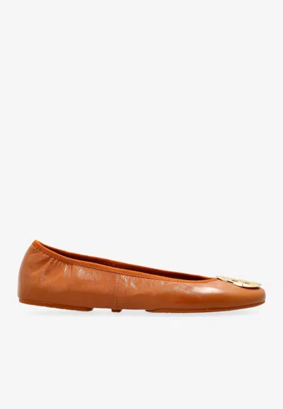 Tory Burch Reva Leather Ballet Flats In Brown