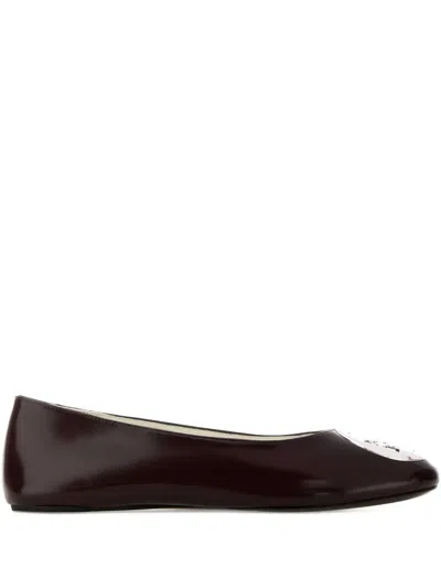Tory Burch Reva Leather Flat Pumps In Burgundy