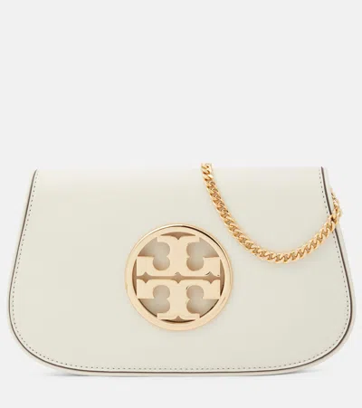 Tory Burch Reva Leather Shoulder Bag In White