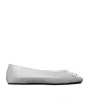 Tory Burch Reva Logo-plaque Ballet Flats In Gray