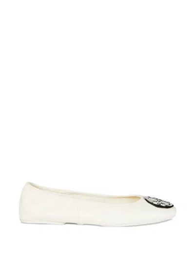 Tory Burch Reva Logo-plaque Ballet Flats In Neutral