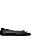 Tory Burch Reva Logo-plaque Leather Ballet Flats In Multi