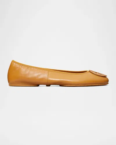 Tory Burch Reva Logo Travel Ballet Flats In Yellow