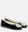 Tory Burch Reva Logo-plaque Leather Ballet Flats In Black