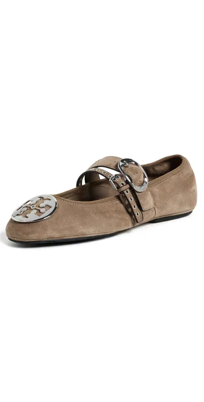 Tory Burch Reva Punk Travel Ballet Flats In Brown