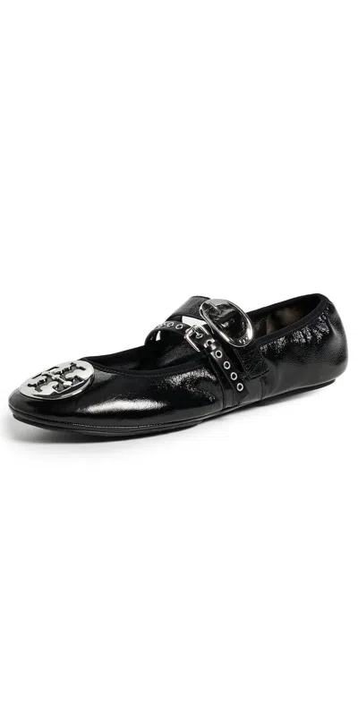 Tory Burch Reva Punk Travel Ballet Flats In Black
