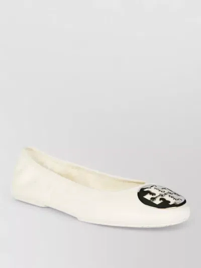 Tory Burch Reva Travel Ballerina Shoes Flat Sole In White
