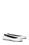 Tory Burch Reva Travel Ballet Flat In White