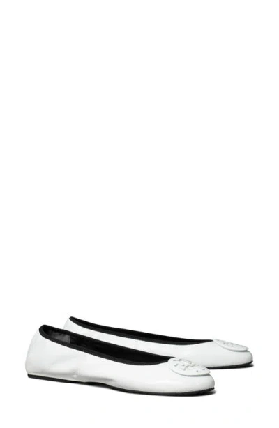 Tory Burch Reva Travel Ballet Flat In White