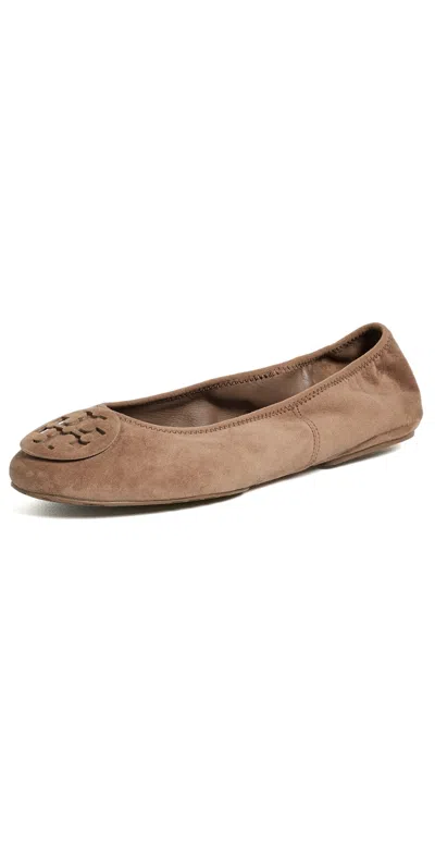 Tory Burch Reva Travel Ballet Flats River Rock In Brown