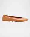 Tory Burch Reva Nappa Leather Ballerina Flats In Orange