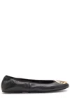 Tory Burch Reva Travel Logo Leather Ballet Flats In Black
