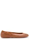 Tory Burch Reva Travel Logo Leather Ballet Flats In Brown