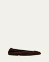 Tory Burch Reva Travel Suede Ballet Flats In Brown