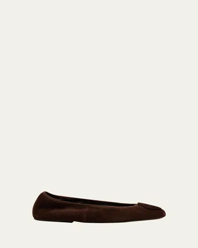 TORY BURCH REVA TRAVEL SUEDE BALLET FLATS